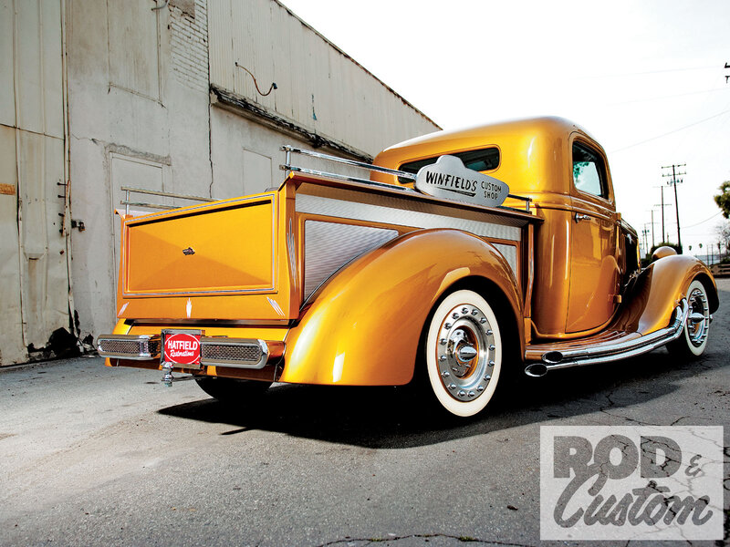 Custom Orange Pickup Truck — Dramatic, Afternoon, Photograph