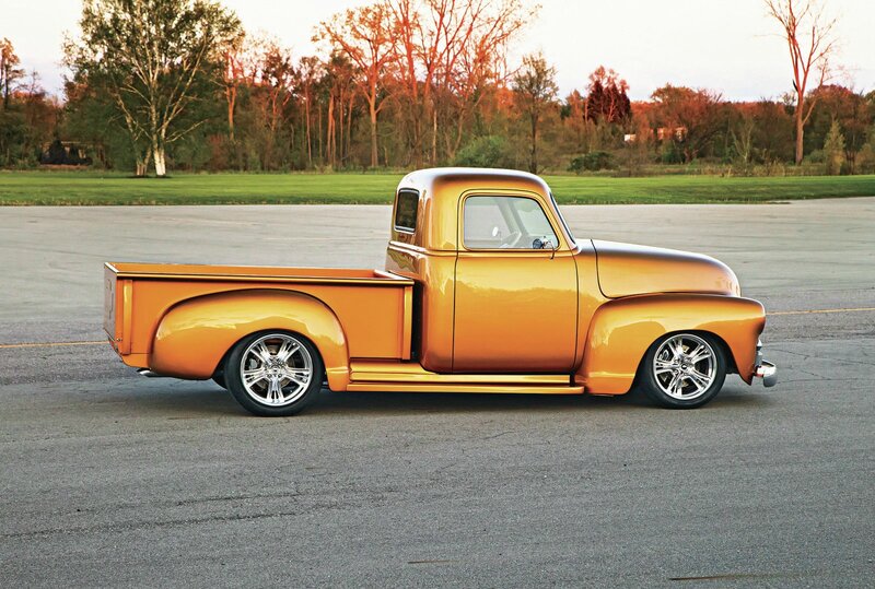 Custom Orange Pickup Truck — Serene, Sunset