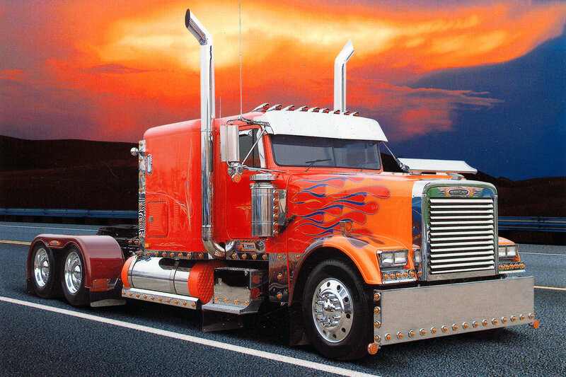 Custom Orange Semi-truck — Dramatic