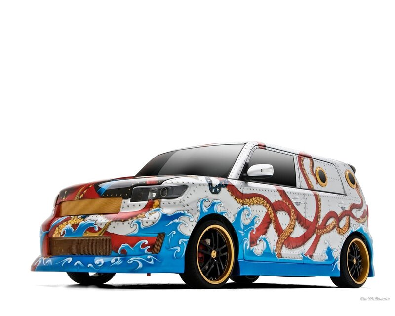 custom painted car with octopus design