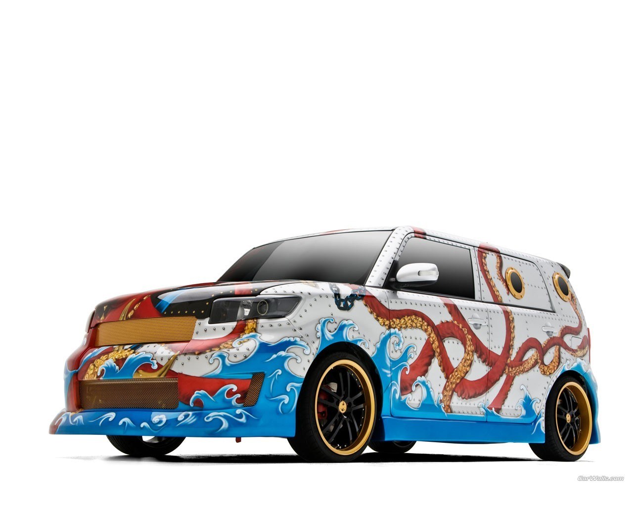 custom painted car with octopus design