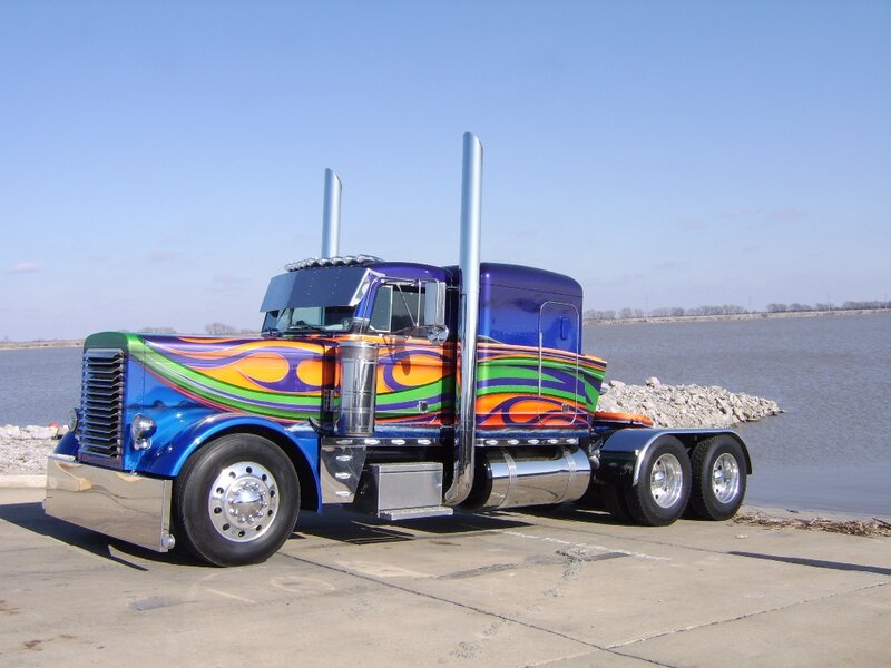 Custom-painted Semi-truck — Blue
