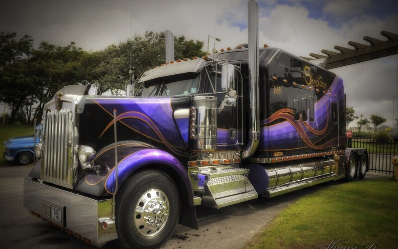 Custom-painted Semi-truck — Purple, Dramatic, Afternoon