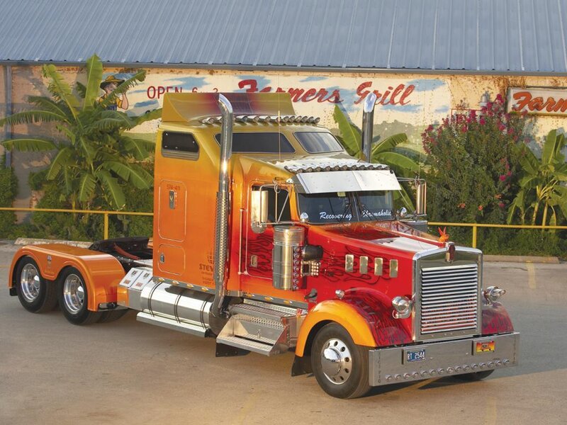 Custom-painted Semi-truck — Red, Bright