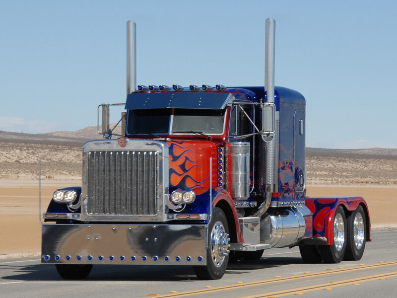 Custom Painted Semi-truck — Red, Dramatic, Afternoon, Photograph, Desert