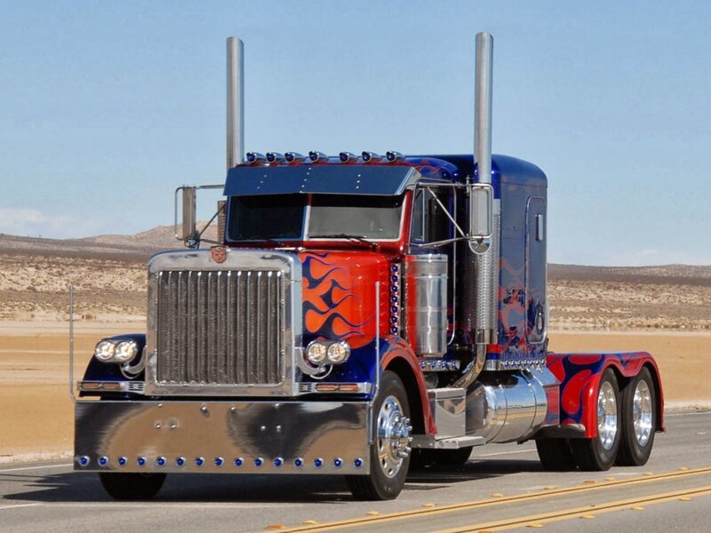 Custom Painted Semi-truck — Red, Dramatic, Afternoon