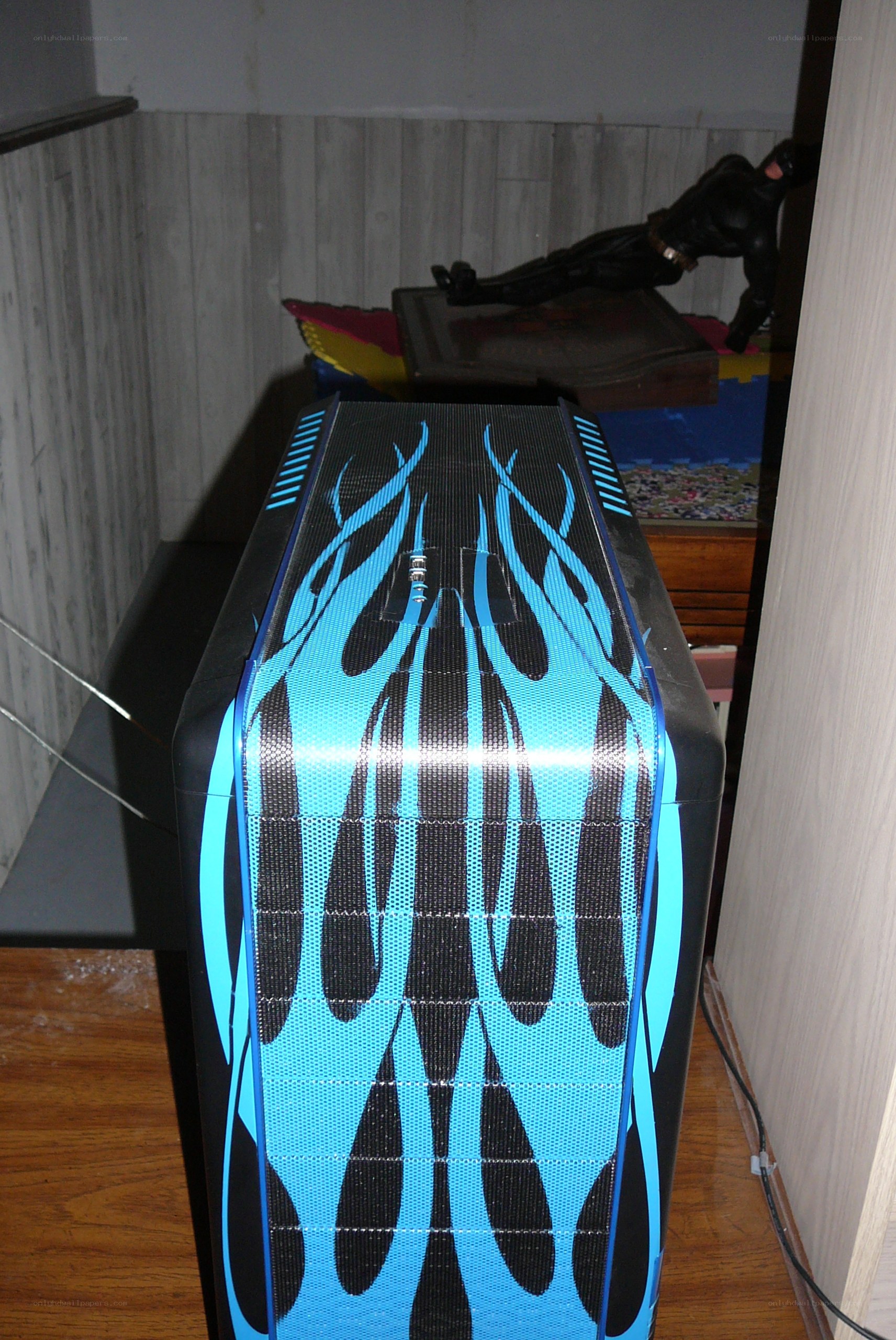 Custom PC case with flame design