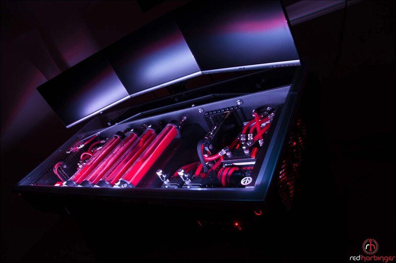 Custom Pc with Liquid Cooling — Black, Dramatic, Night