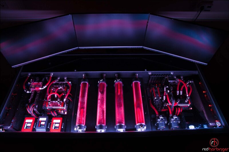 Custom Pc with Liquid Cooling — Black, Dramatic