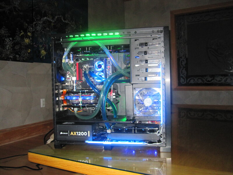 Custom Pc with Liquid Cooling — Black, Technical, Night