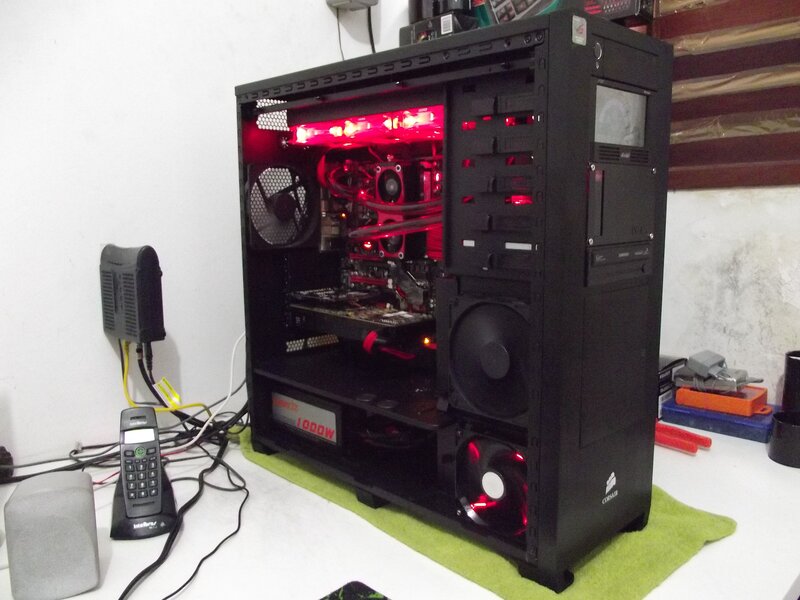 Custom PC with red lighting