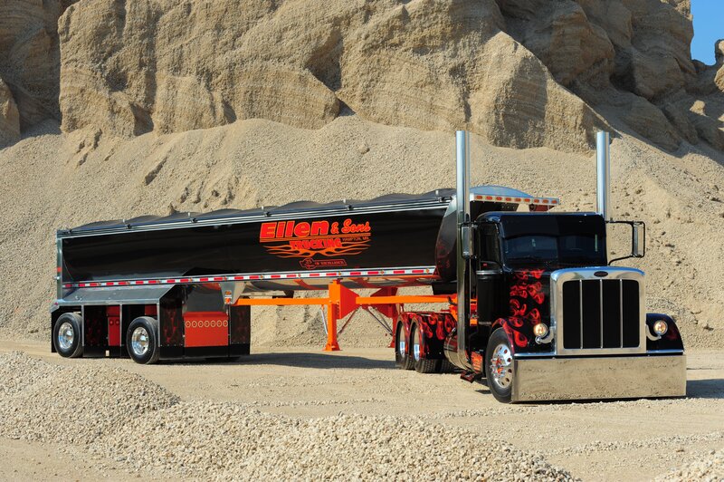 Custom Peterbilt truck with tanker trailer