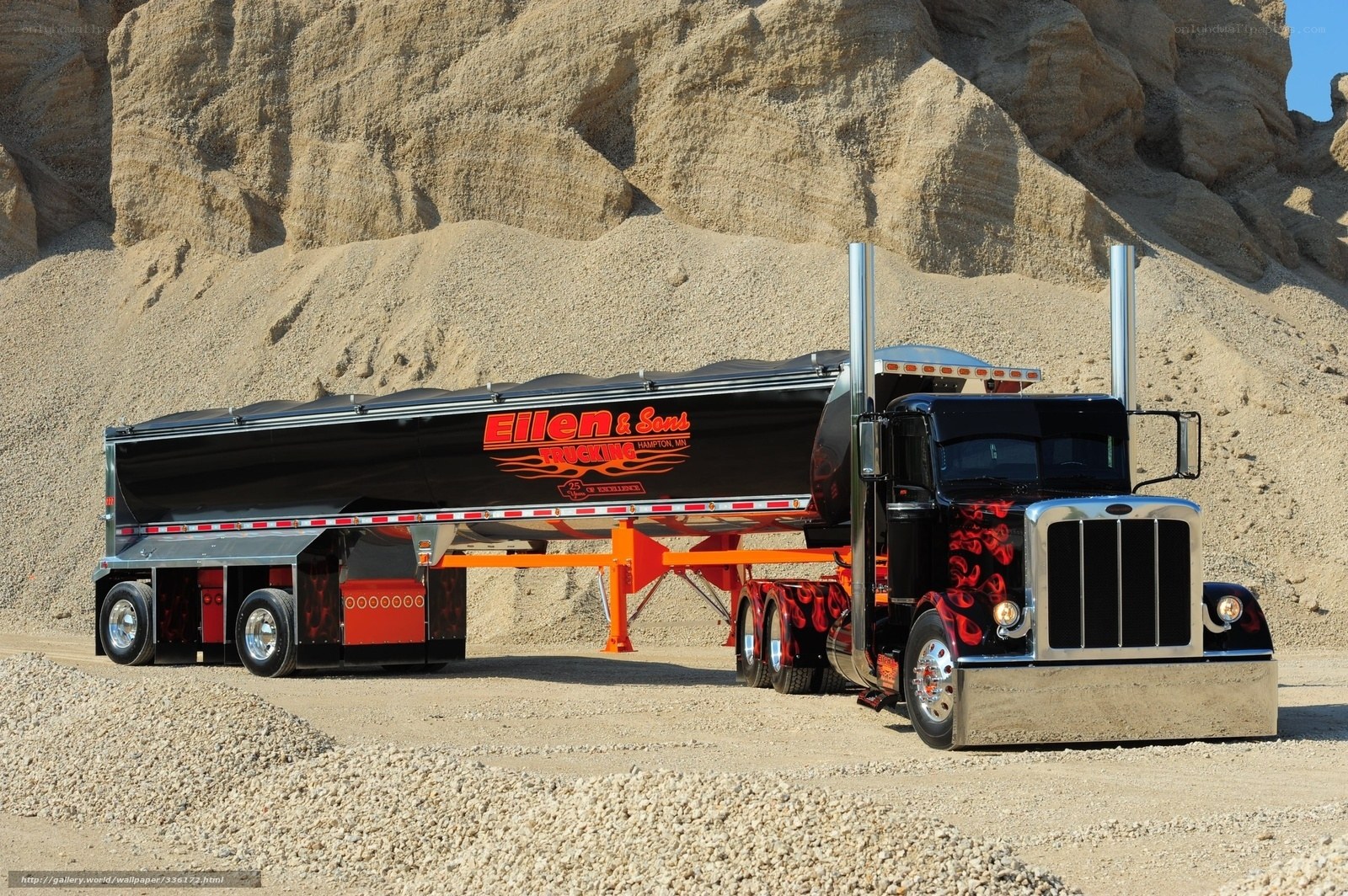 Custom Peterbilt truck with tanker trailer