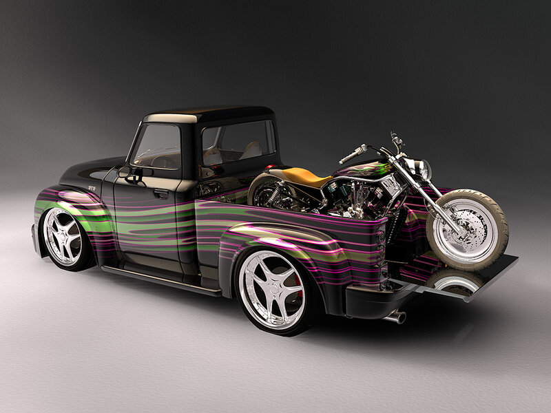 Custom Pickup Truck — Black, Dramatic, 3d Render