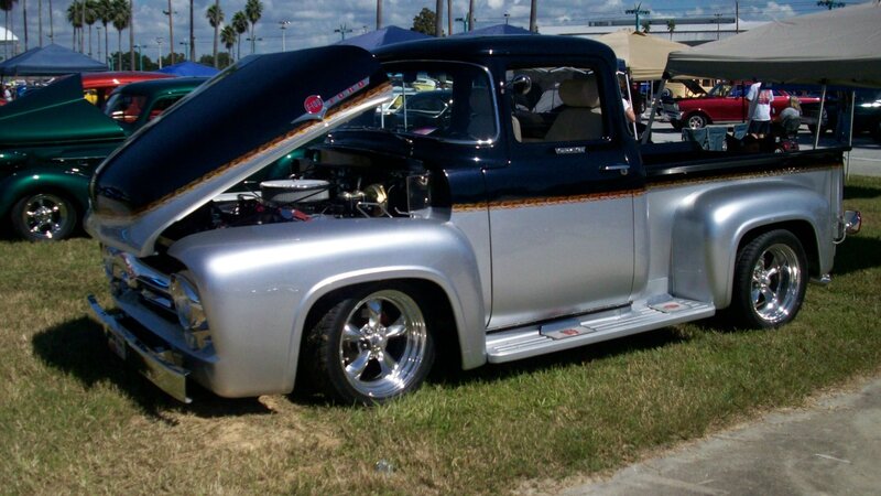 Custom Pickup Truck — Silver, Outdoor, Afternoon
