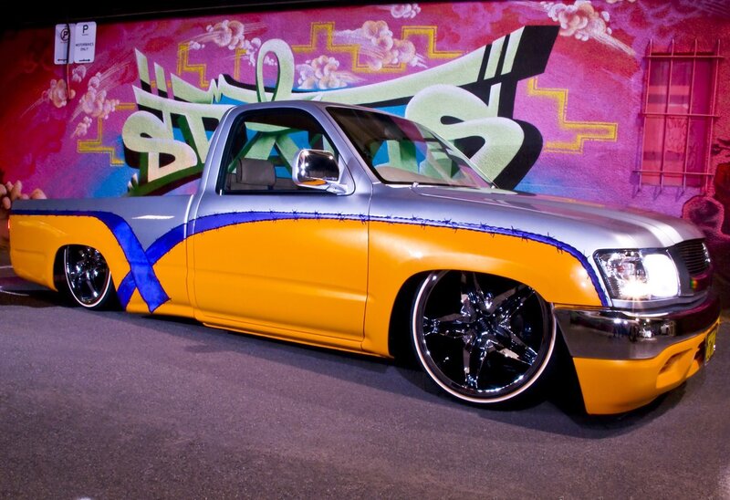 custom pickup truck with graffiti art