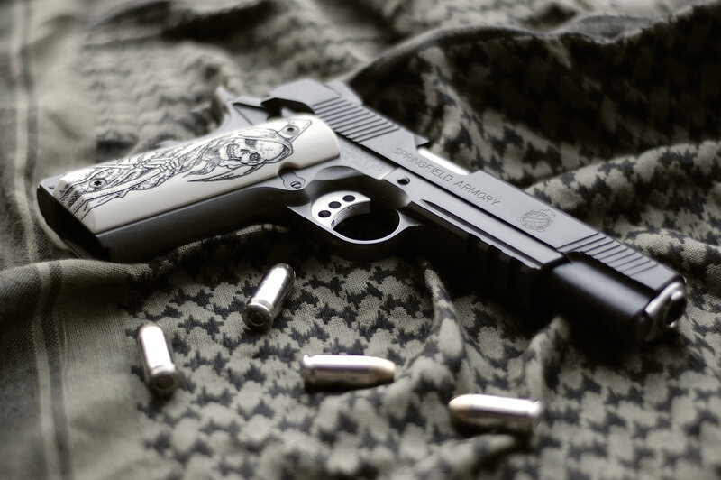 Custom Pistol on Fabric — Black