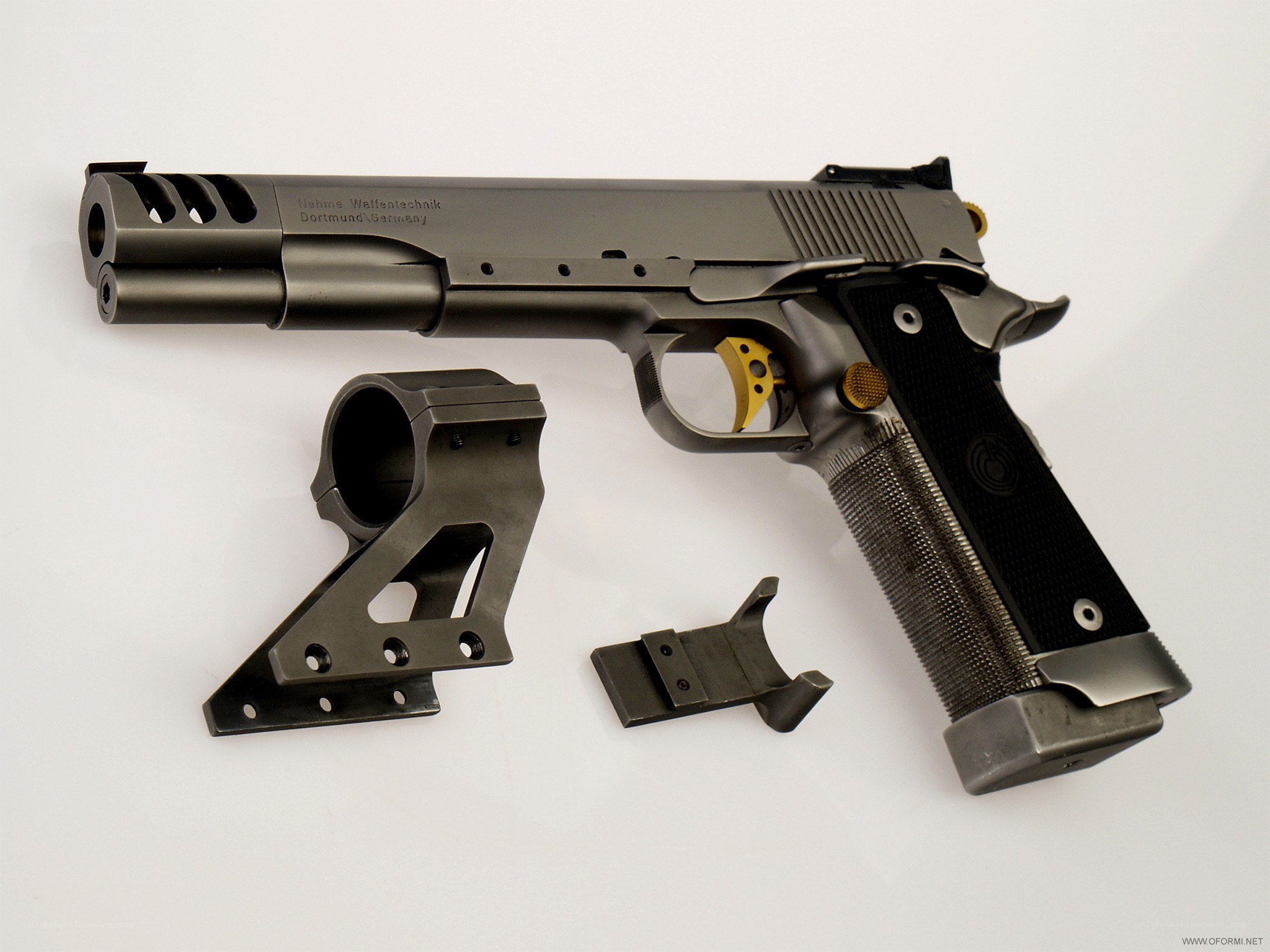 custom pistol with accessories