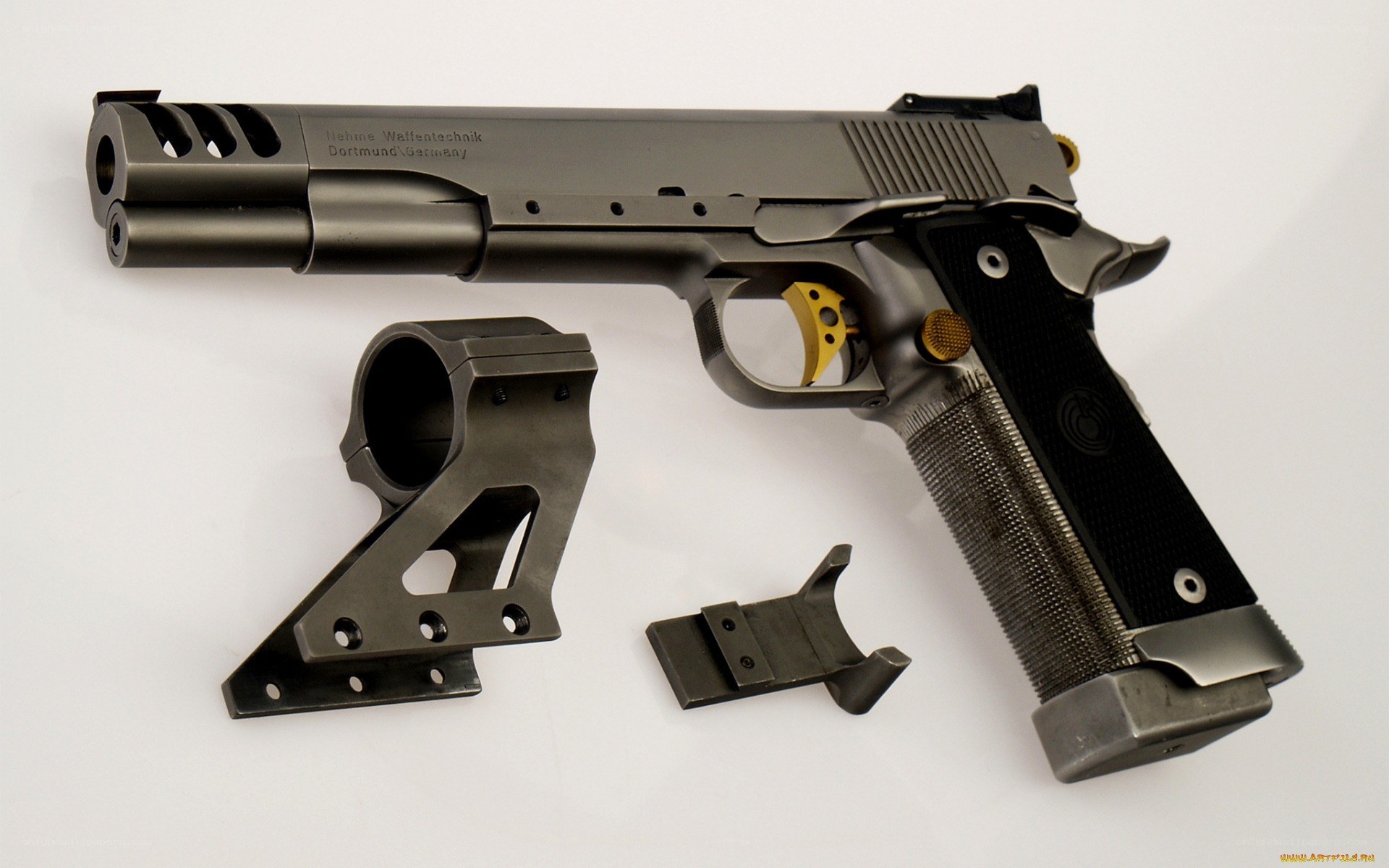 custom pistol with accessories