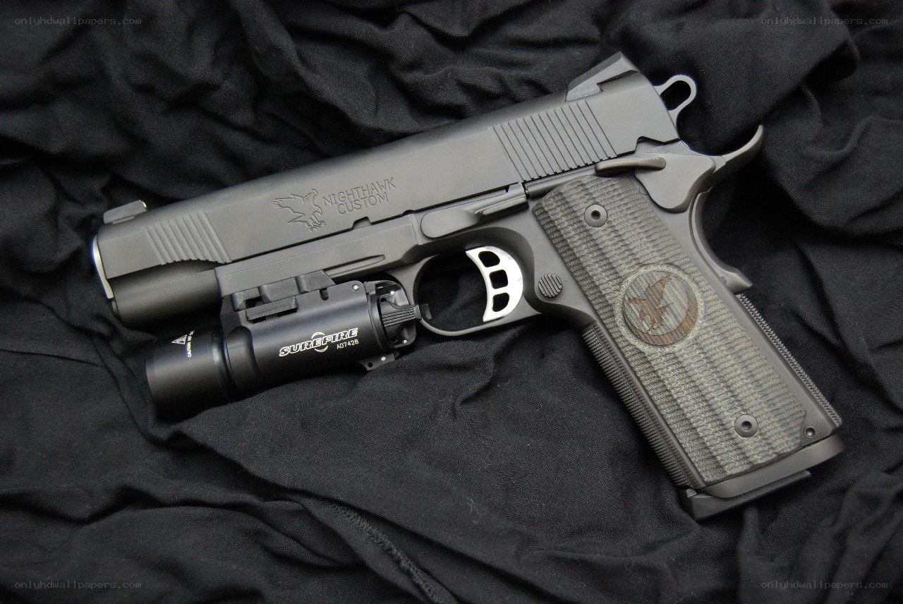 custom pistol with flashlight