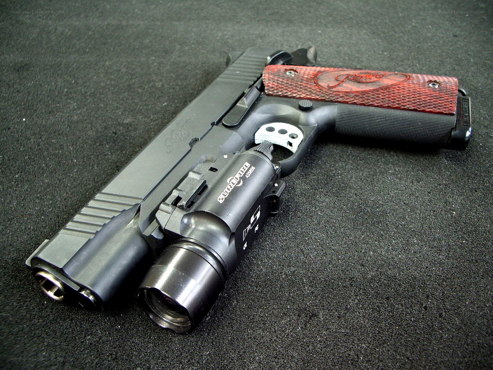 custom pistol with flashlight