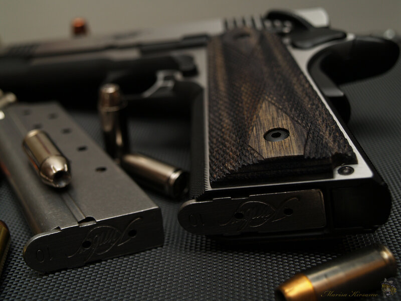 Custom pistol with wooden grips