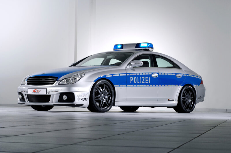 custom police car with blue lights