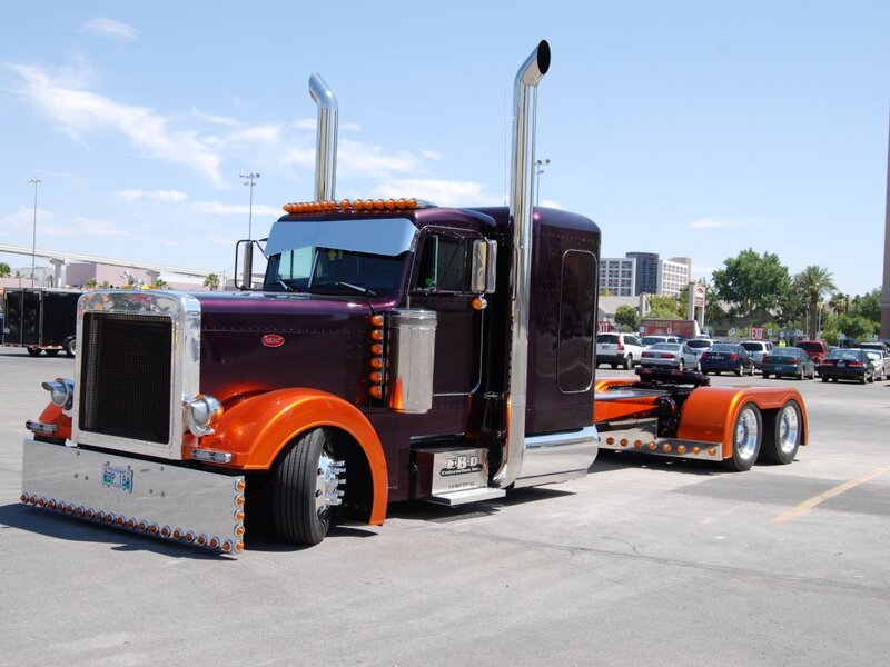 Custom Purple and Orange Semi-truck