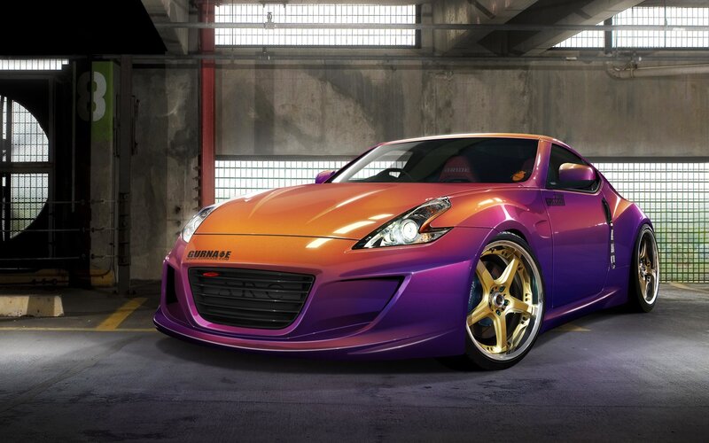 Custom purple and orange sports car