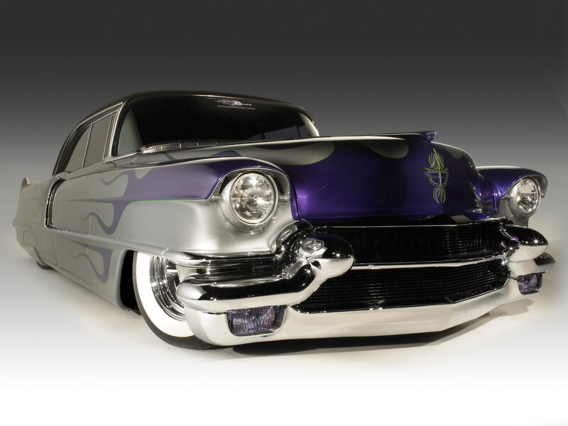 Custom purple and silver classic car