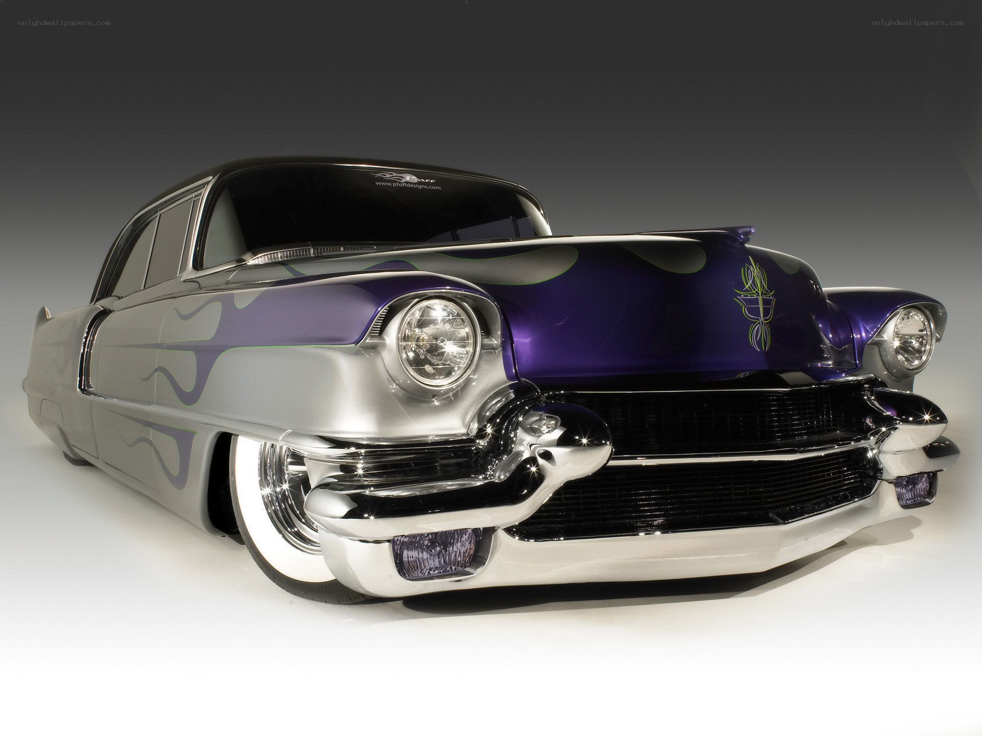 Custom purple and silver classic car