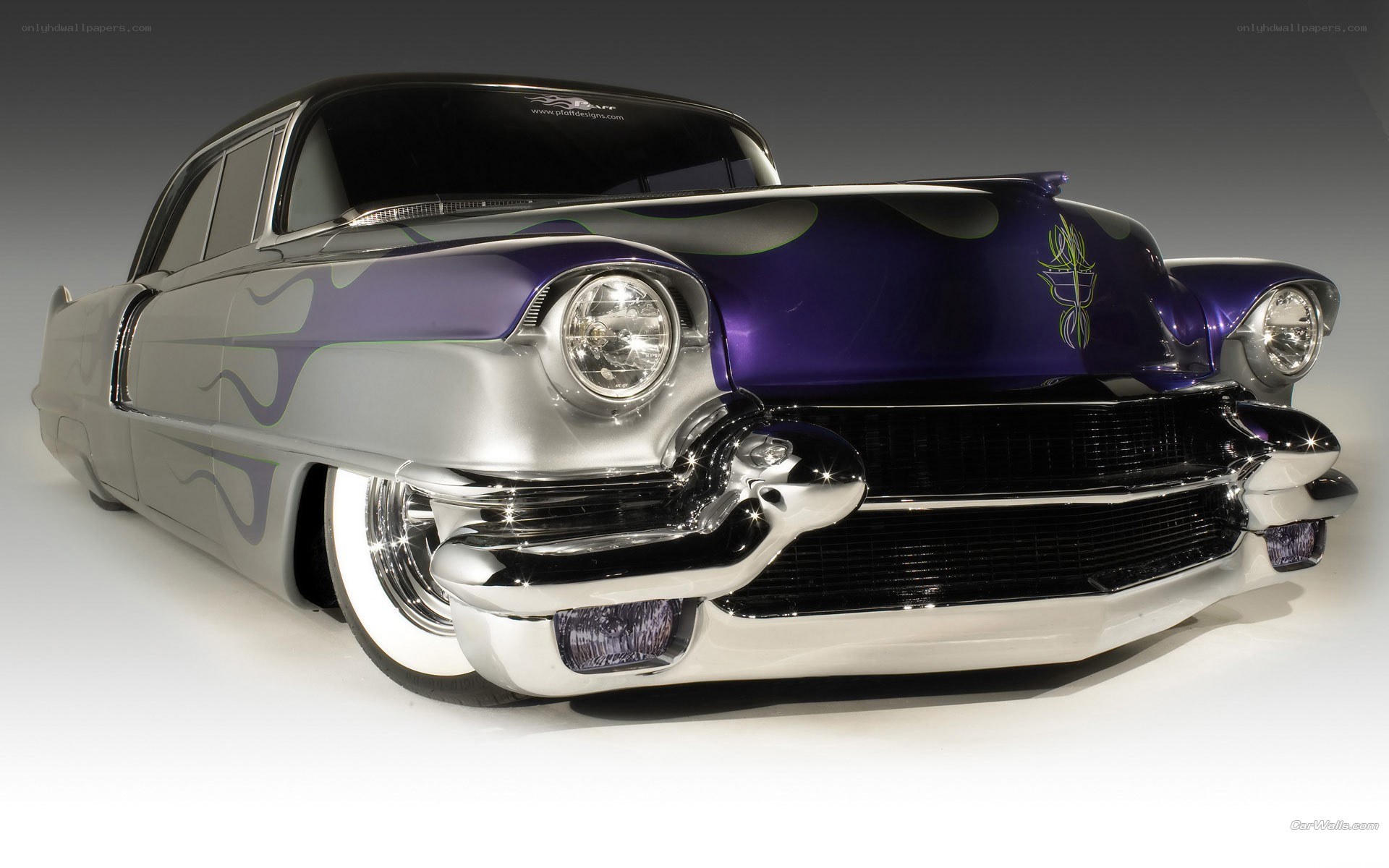 Custom purple and silver classic car