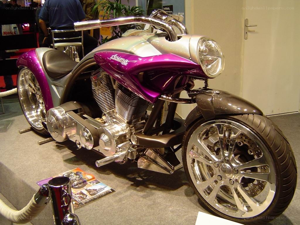 Custom purple and silver motorcycle