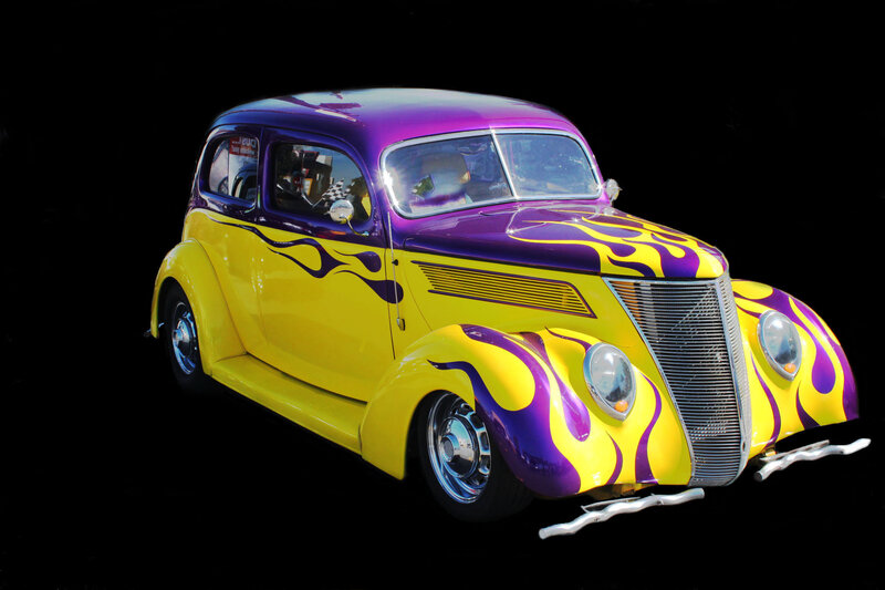 Custom Purple and Yellow Car