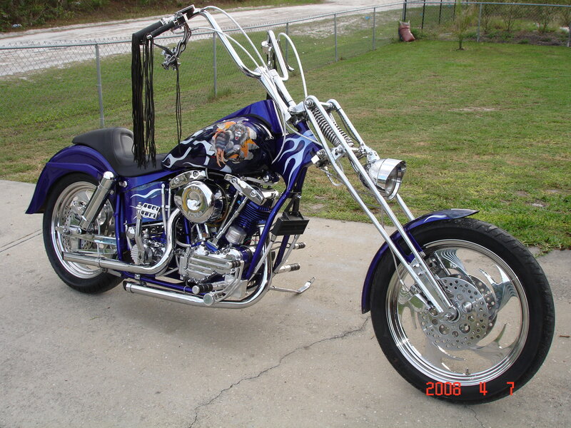 Custom Purple Chopper Motorcycle — Calm