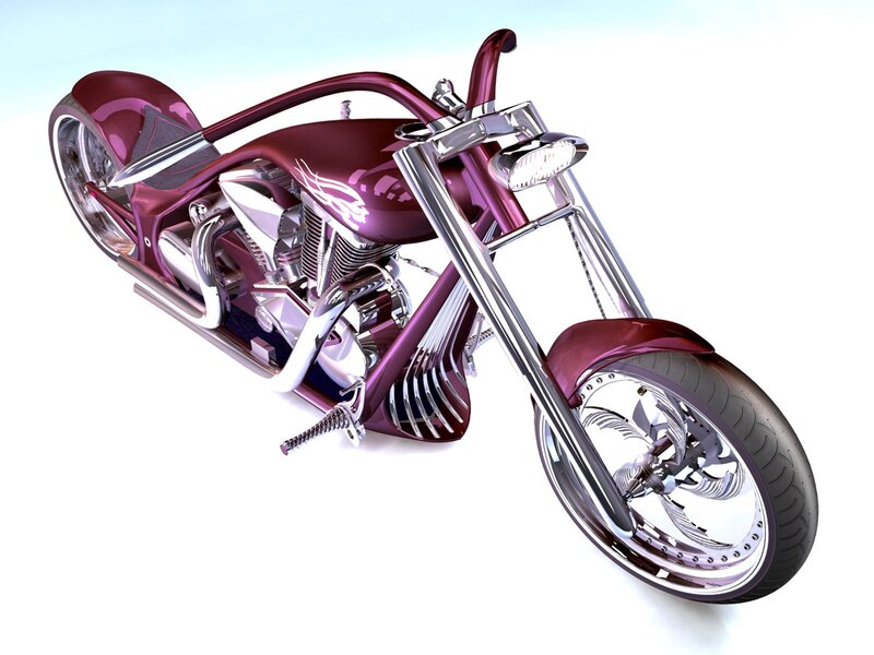 Custom Purple Chopper Motorcycle — Clean
