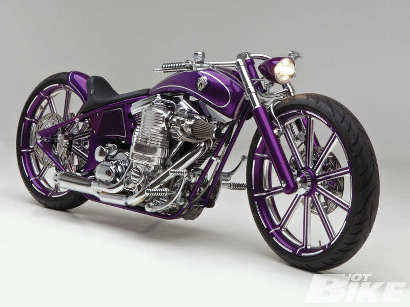 Custom Purple Chopper Motorcycle — Neutral