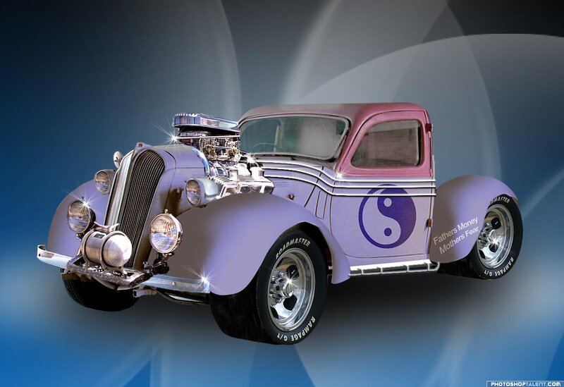 custom purple hot rod truck