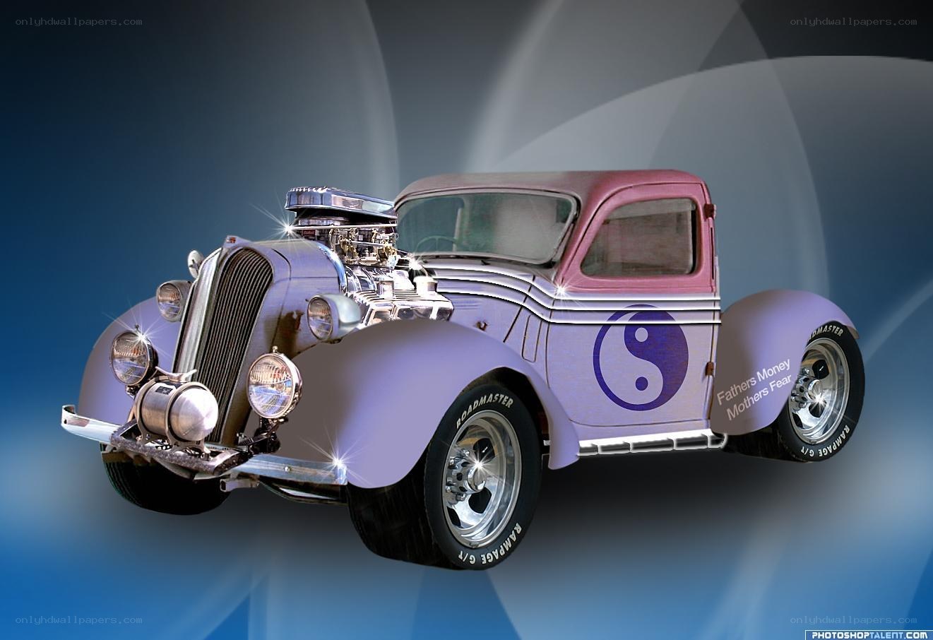 custom purple hot rod truck