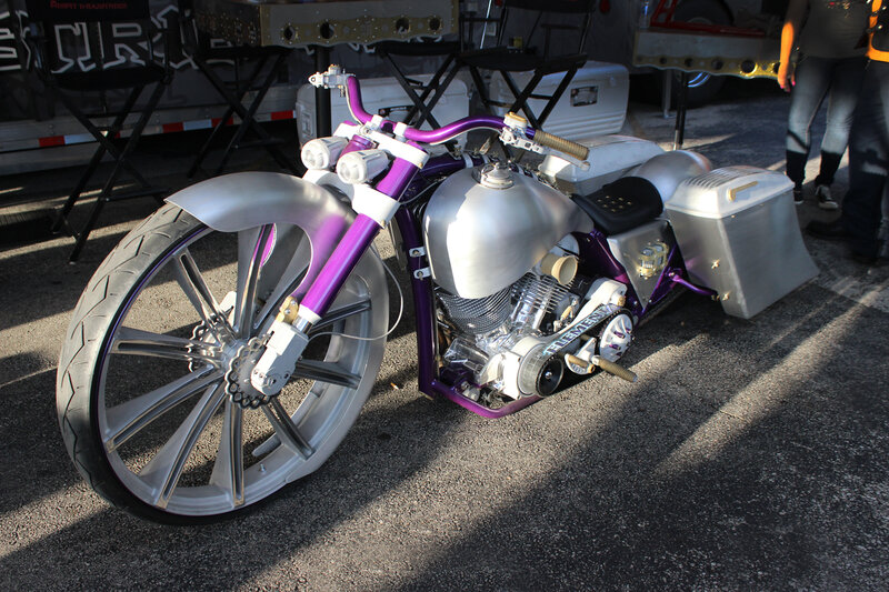 Custom Purple Motorcycle — Dramatic, Afternoon