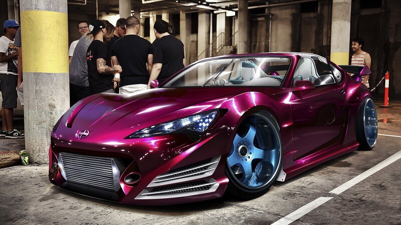 Custom Purple Sports Car — Dramatic, Digital Art, People