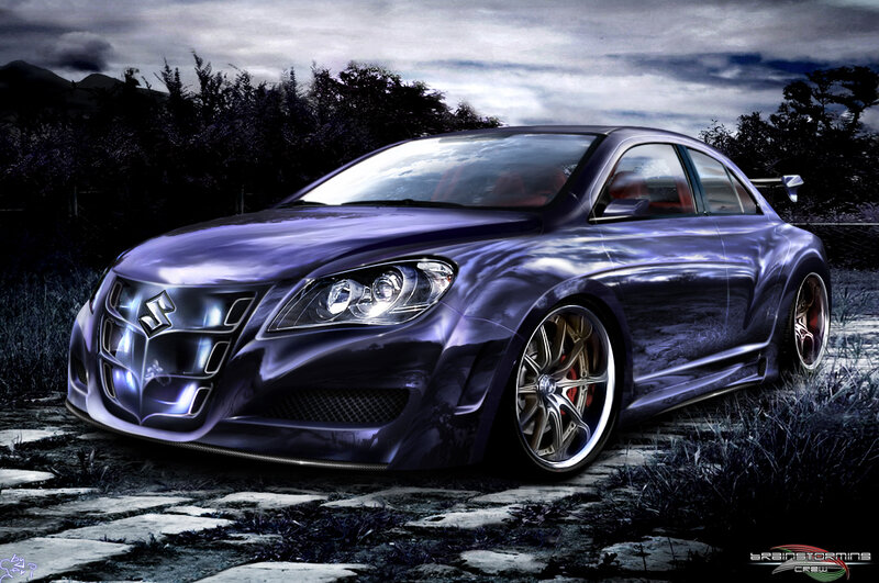 Custom Purple Sports Car — Dramatic