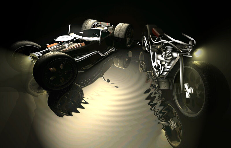 Custom Race Car and Motorcycle