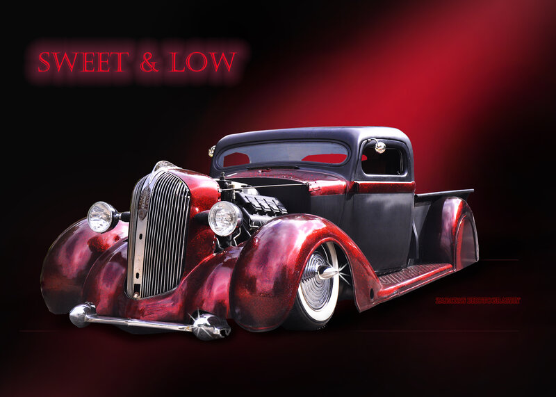 Custom Red and Black Truck — Dramatic, Photograph