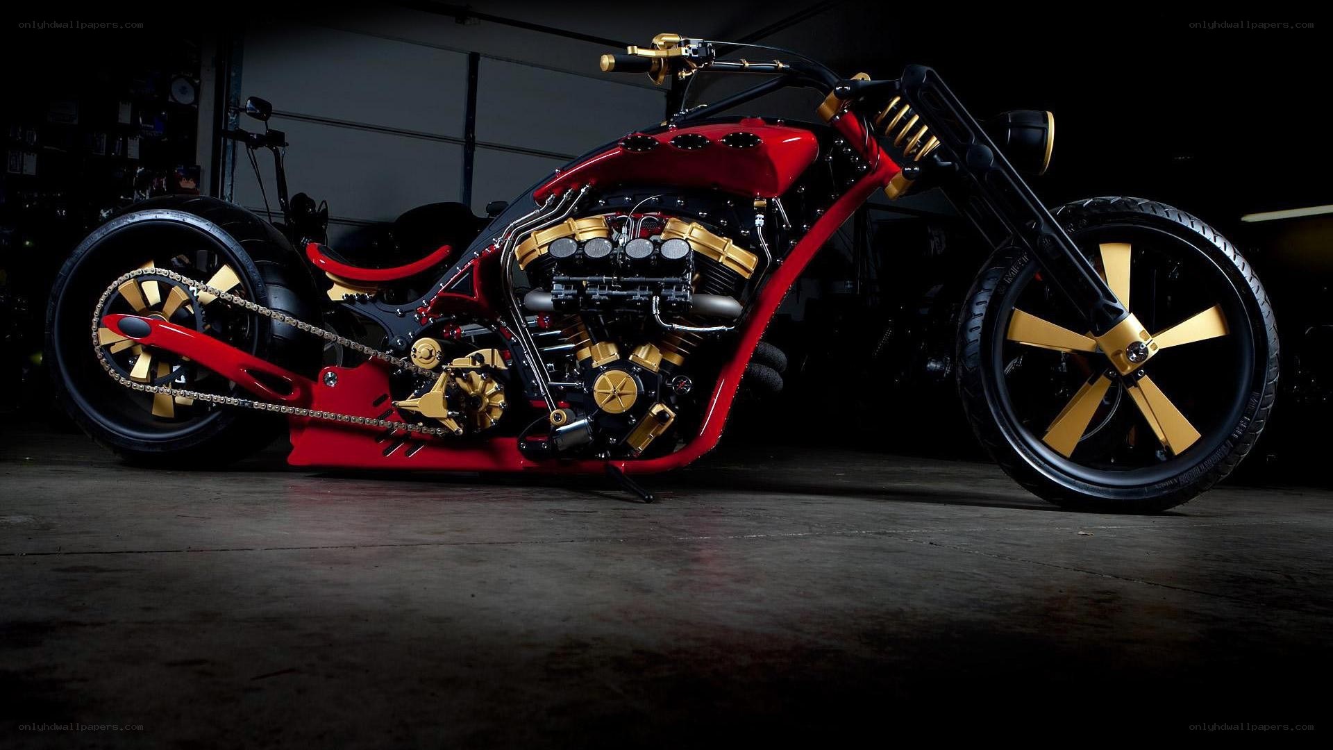 custom red and gold chopper