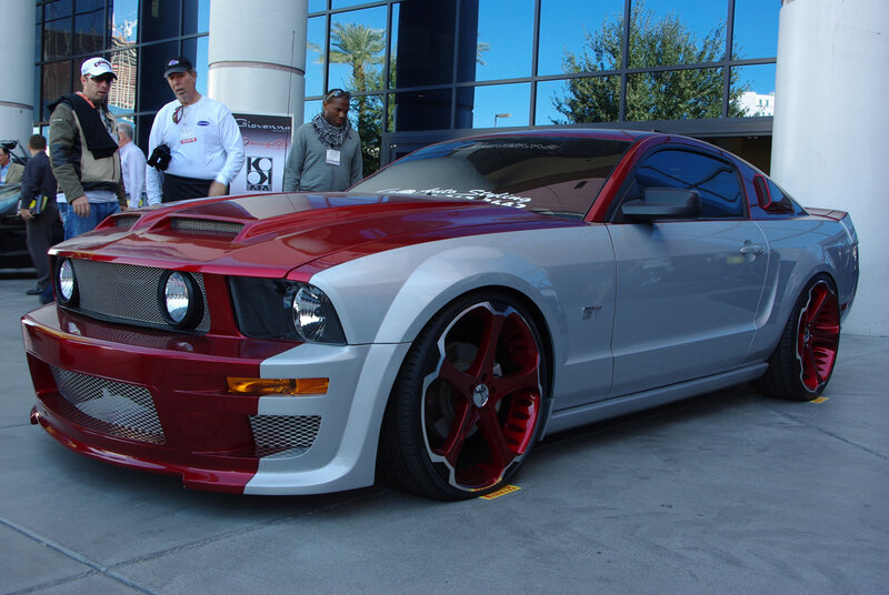 Custom red and silver Mustang