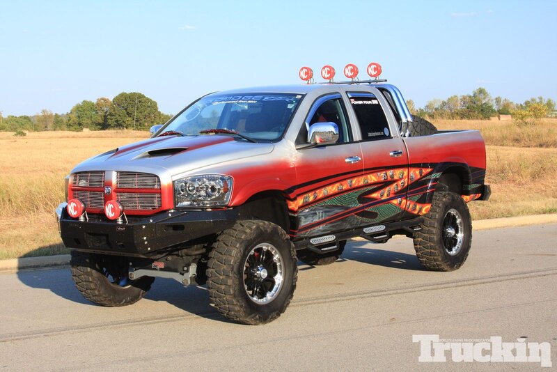 Custom Red and Silver Truck — Outdoor