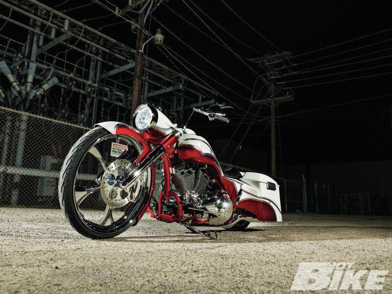 Custom Red and White Motorcycle