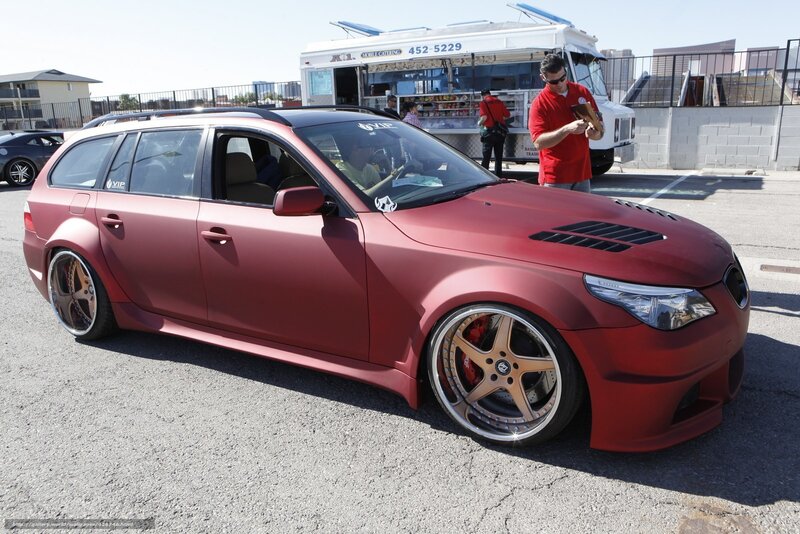 Custom red BMW station wagon