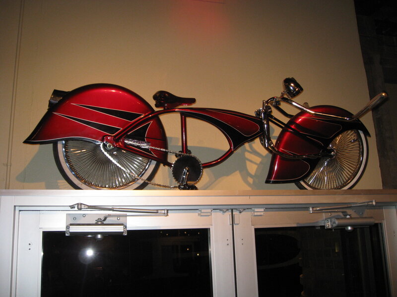 Custom red chopper bicycle